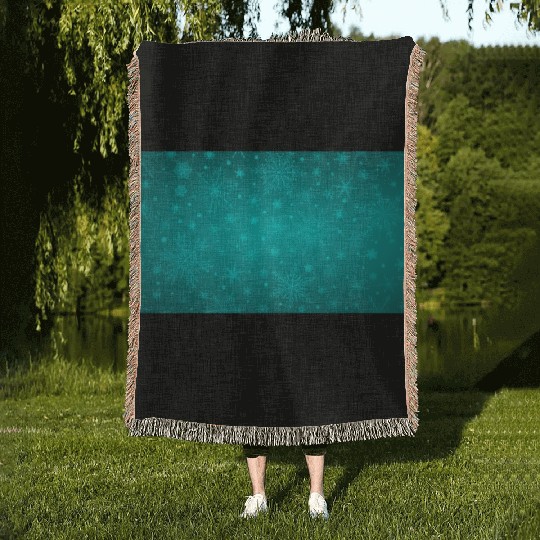 Beautiful Teal Snowflakes Pattern Woven Blankets