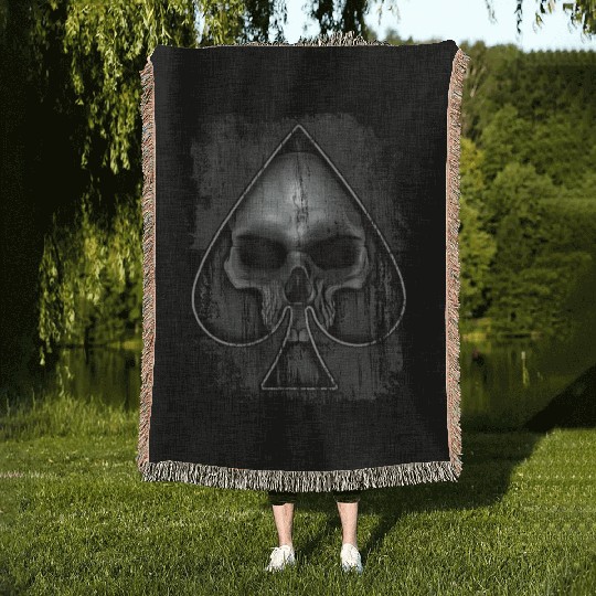 Heavy Metal Punk Poker Skull Woven Blankets