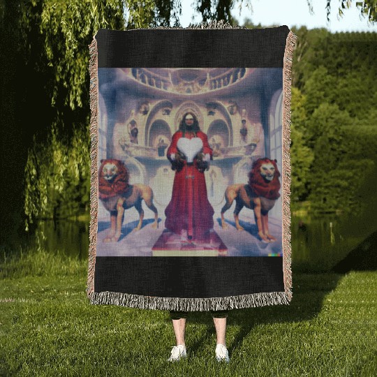 Jesus the Lion Hearted Woven Blankets