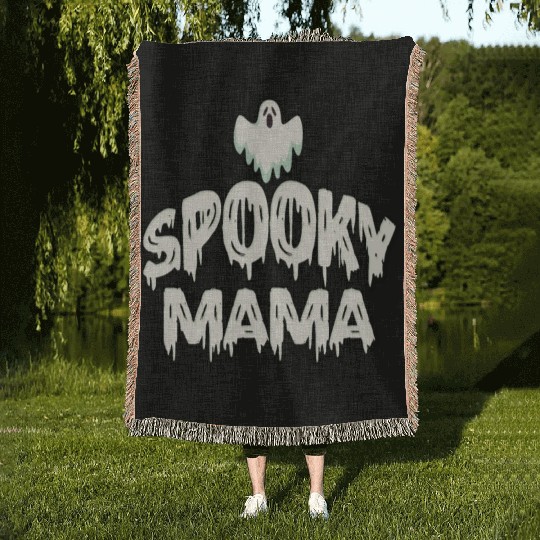 Spooky Mama Halloween Ghost Mom Woven Blankets