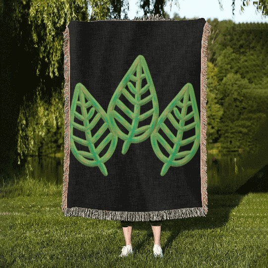 three leaves leaf icon nature green Woven Blankets