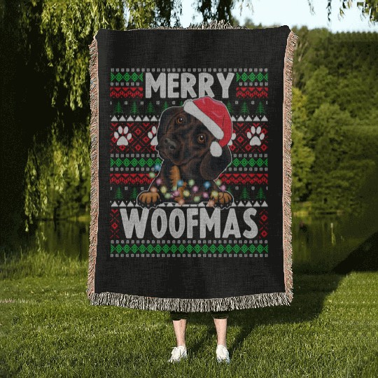 Cute Dog Pajama - Dachshund Dog Lover Christmas Woven Blankets