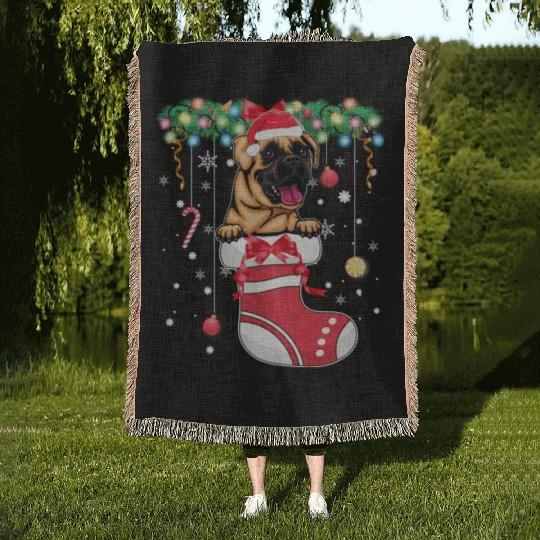 Dog Christmas Stocking - Boxer Dog Lover Christmas Woven Blankets