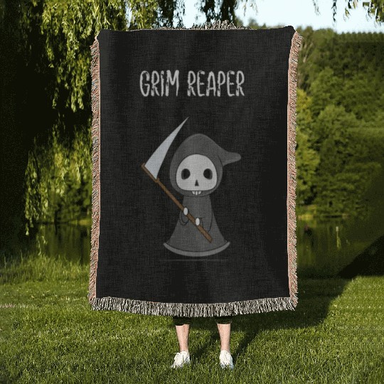 the grim reaper skeleton lovely Woven Blankets