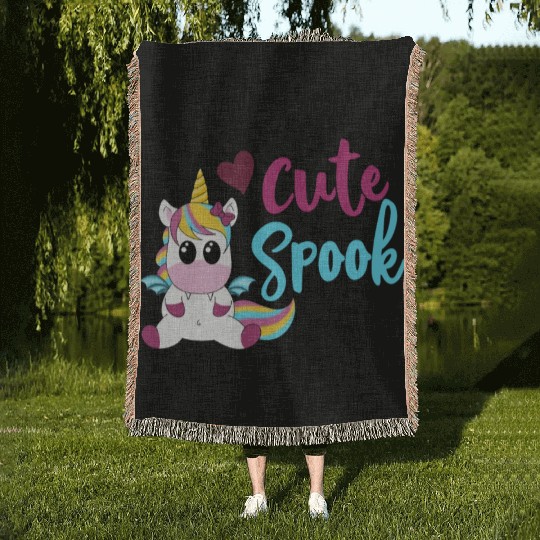 Bat Unicorn - Too cute to spook Woven Blankets
