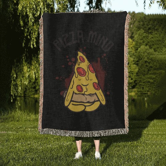 Serenity Pizza Meditation Yoga Pizza Lover Yoga Woven Blankets