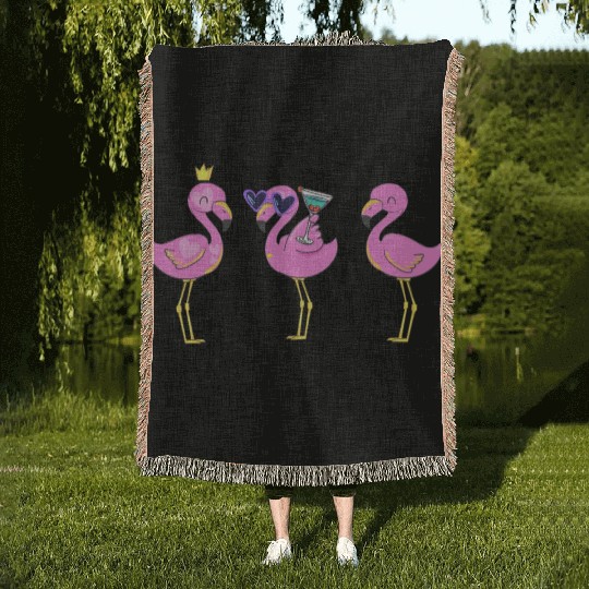 Friends Cocktail Flamingo Lover Woven Blankets