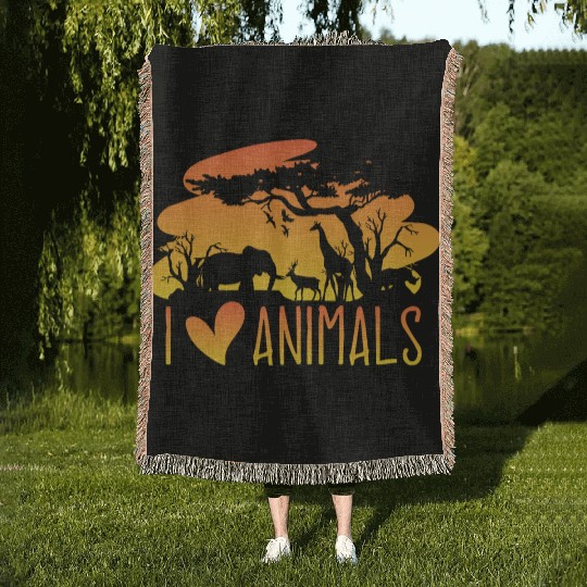 Wild Animal Lover Safari Sunset African Woven Blankets