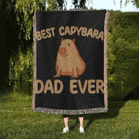 Best Capybara Dad Ever Woven Blankets