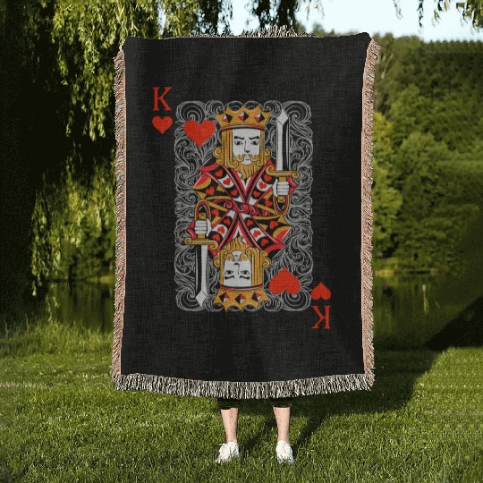 King of Hearts Blackjack Cards Poker 21 K Couple M Woven Blankets