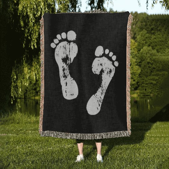 Footprints In The Sand Woven Blankets