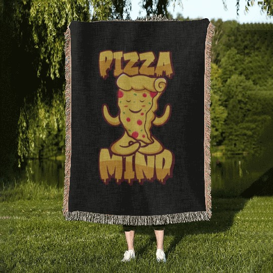 Serenity Pizza Meditation Yoga Pizza Lover Yoga Woven Blankets