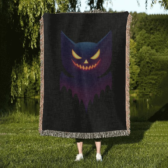 Bat Pumpkin Halloween Woven Blankets