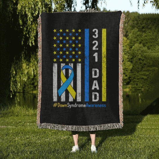 321 Dad Down Syndrome Awareness Woven Blankets