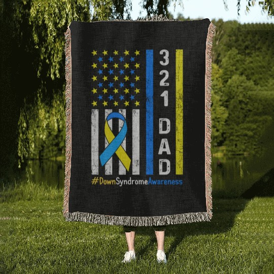 321 Dad Down Syndrome Awareness Woven Blankets