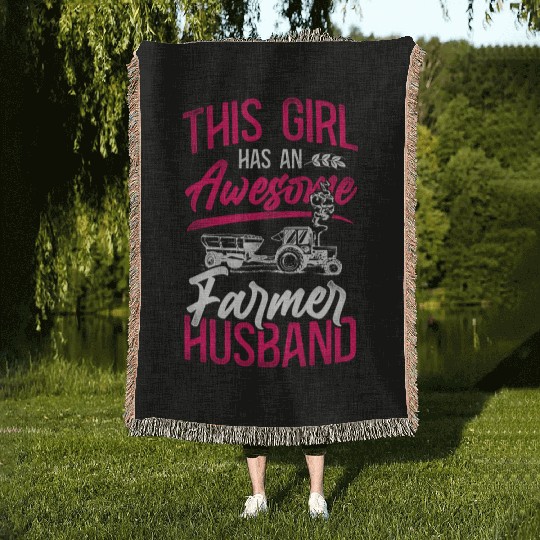 Farming Farmer Husband Tractor Woven Blankets