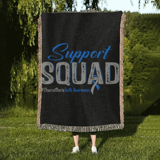 Support Squad Charcot Marie Tooth Awareness Woven Blankets