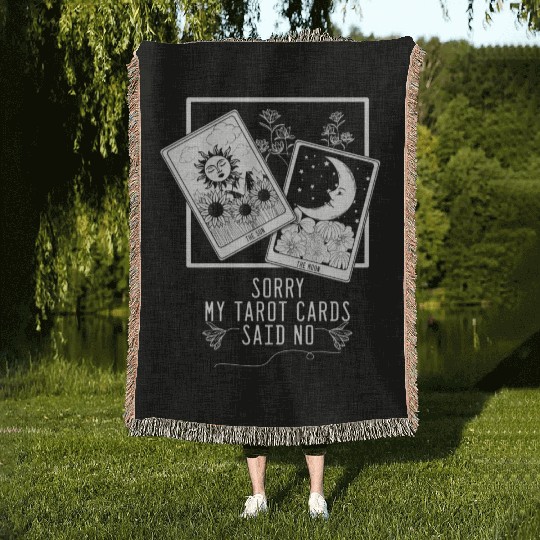 Gothic Moon Sun Tarot Card Said No Halloween Woven Blankets