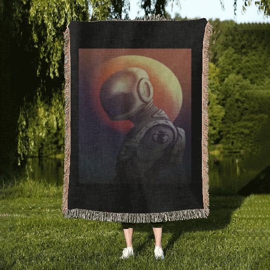 Space astronaut science planets astronomy design Woven Blankets