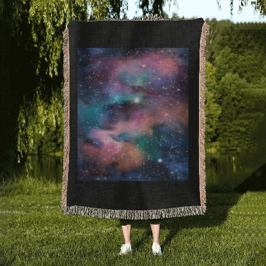 Space astronaut science planets astronomy design Woven Blankets
