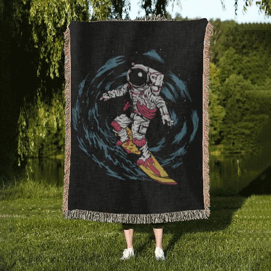 Space astronaut science planets astronomy design Woven Blankets