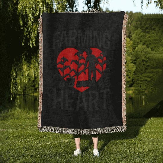 Farming Farmer Girl Heart Farming Woven Blankets