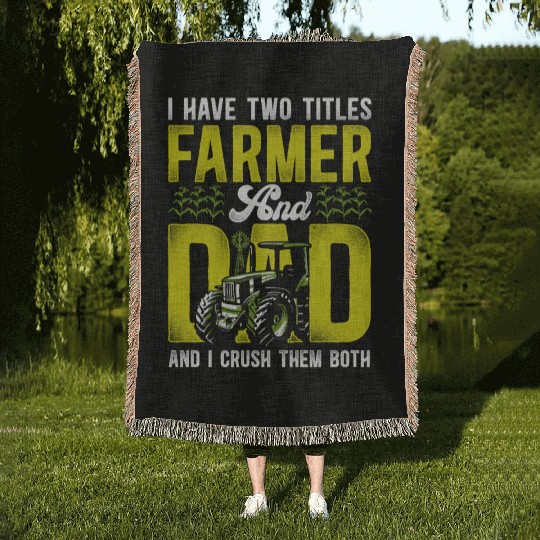 Farming Farmer Dad Father Tractor Woven Blankets