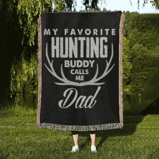 Dad Father Day Gift Deer Hunter Woven Blankets