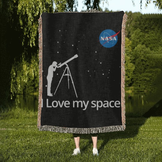 NASA I Love My Space Telescope Galaxy Woven Blankets