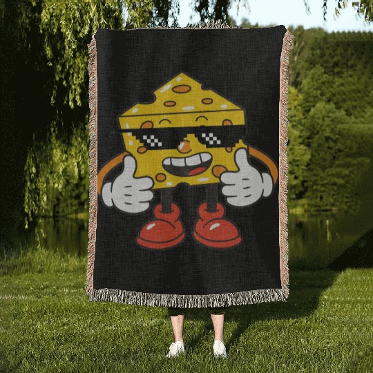thug life cheese Woven Blankets