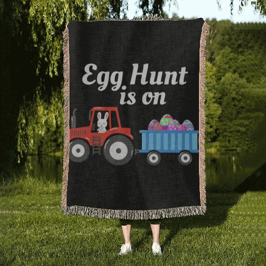 Egg Hunt is On Easter Sunday Christian Holiday Woven Blankets