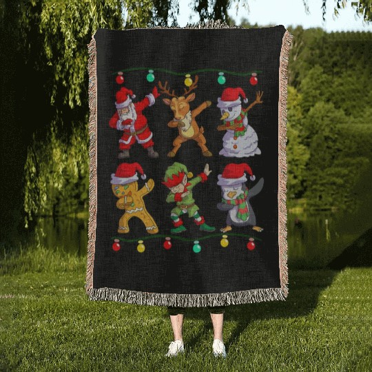 Christmas Dabbing Santa Elf De Friends Xmas Woven Blankets