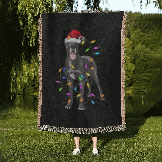 Great Dane Dog Light Decor Christmas Dog Lovers Woven Blankets
