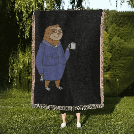 Sloth born to sleep forced to work funny gift work Woven Blankets