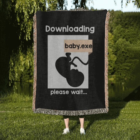 New Baby Loading Computer Science New Dad Mom Woven Blankets