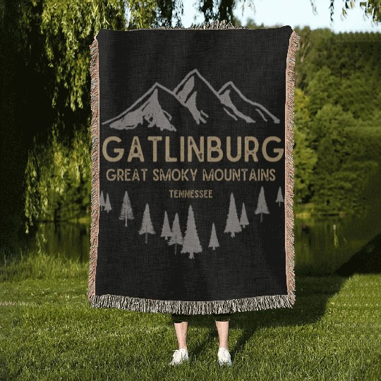 Gatlinburg Tennessee Great Smoky Mountains Vintage Woven Blankets