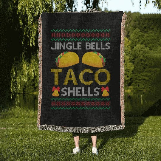 Tacos - Jingle Bells Taco Shells - Saying Ugly Chr Woven Blankets