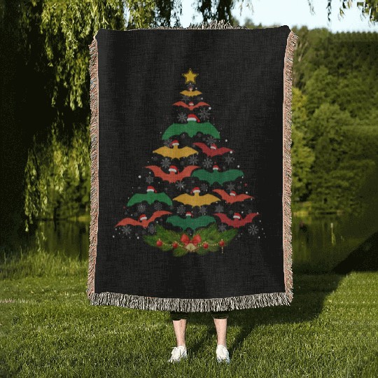 Family Matching Christmas Pajama Bat Xmas Tree Woven Blankets