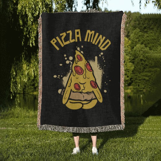 Serenity Pizza Meditation Yoga Pizza Lover Yoga Woven Blankets