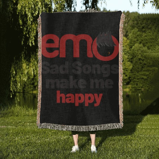 emo - Sad songs make me Happy | Emo clothes | Emoc Woven Blankets