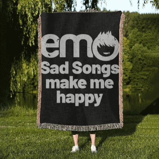 emo - Sad songs make me Happy | Emo clothes | Emoc Woven Blankets