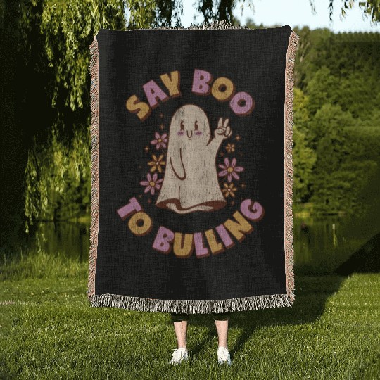 Anti Bully Say Boo Tio Bulling Unity Day Bullying Woven Blankets