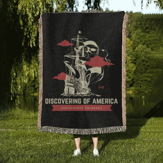 The first italian american Christopher columbus Woven Blankets