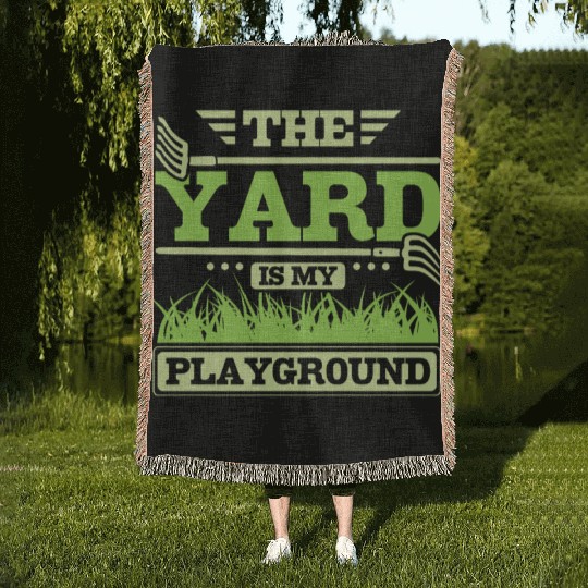 THe yard is my playground Woven Blankets