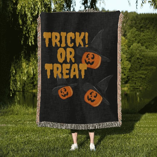 trick or treat Woven Blankets