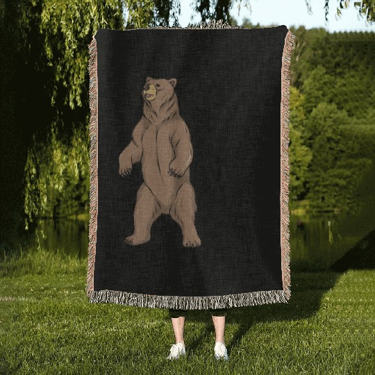 grizzly bear Woven Blankets