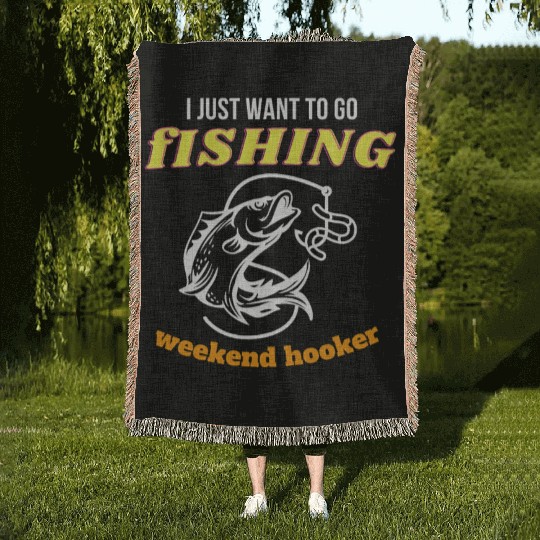 Fishing Lifestyle weekend hooker Woven Blankets