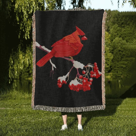 Awesome Red Cardinal Birds Gift Nature Lover Funny Woven Blankets