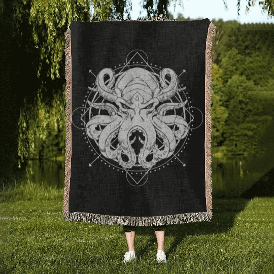 Animal Water Ocean Sea Retro Lover Octopus Vintage Woven Blankets