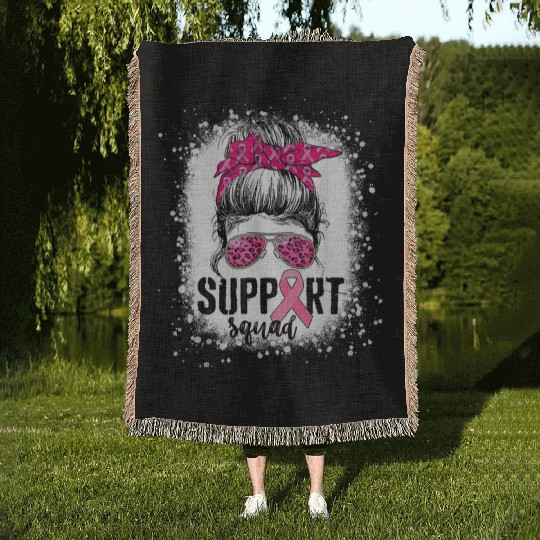 Wear It Pink ,Support Squad, Breast Cancer Support Woven Blankets